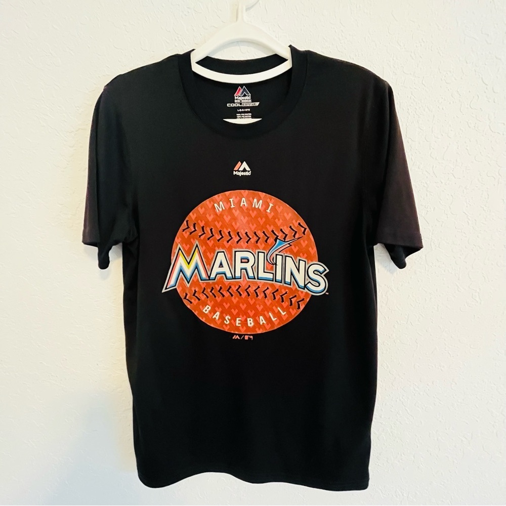 Majestic Cool Base Youth Boys Miami Marlins Short Sleeve T-Shirt Activew…